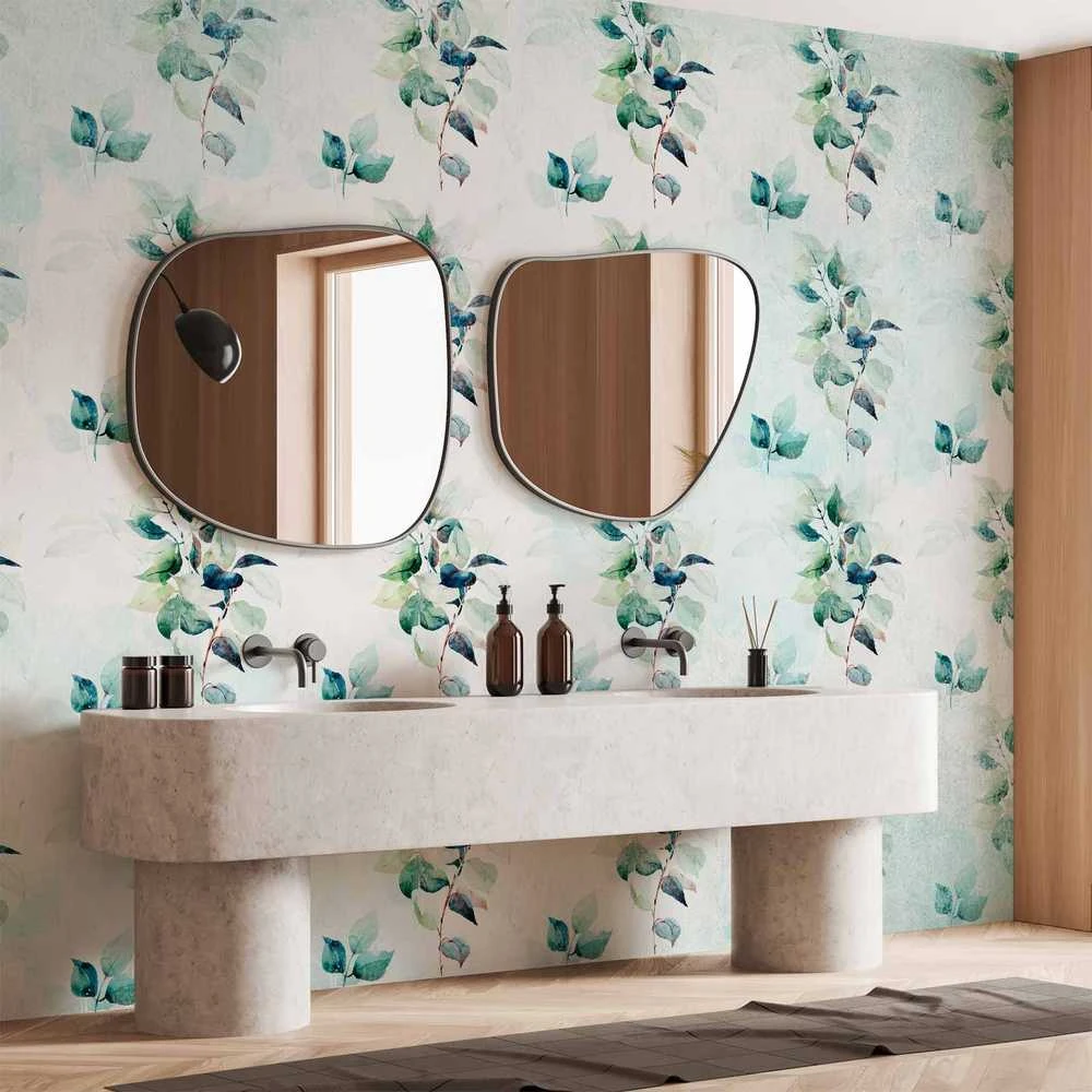 Artgeist Fototapetas - Mint nature - uniform pattern in floral motif with žalias leaves