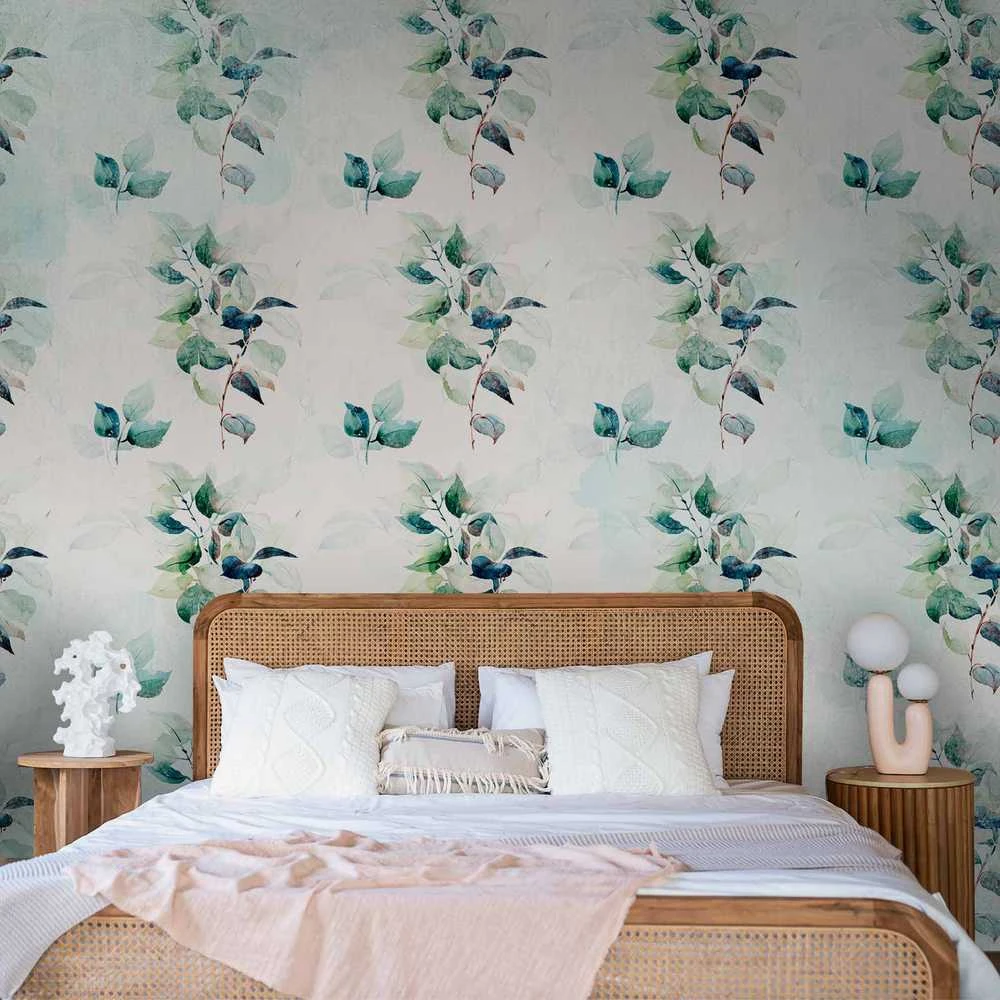 Artgeist Fototapetas - Mint nature - uniform pattern in floral motif with žalias leaves