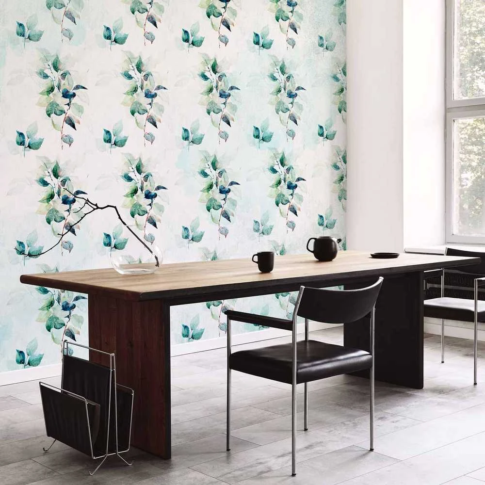 Artgeist Fototapetas - Mint nature - uniform pattern in floral motif with žalias leaves