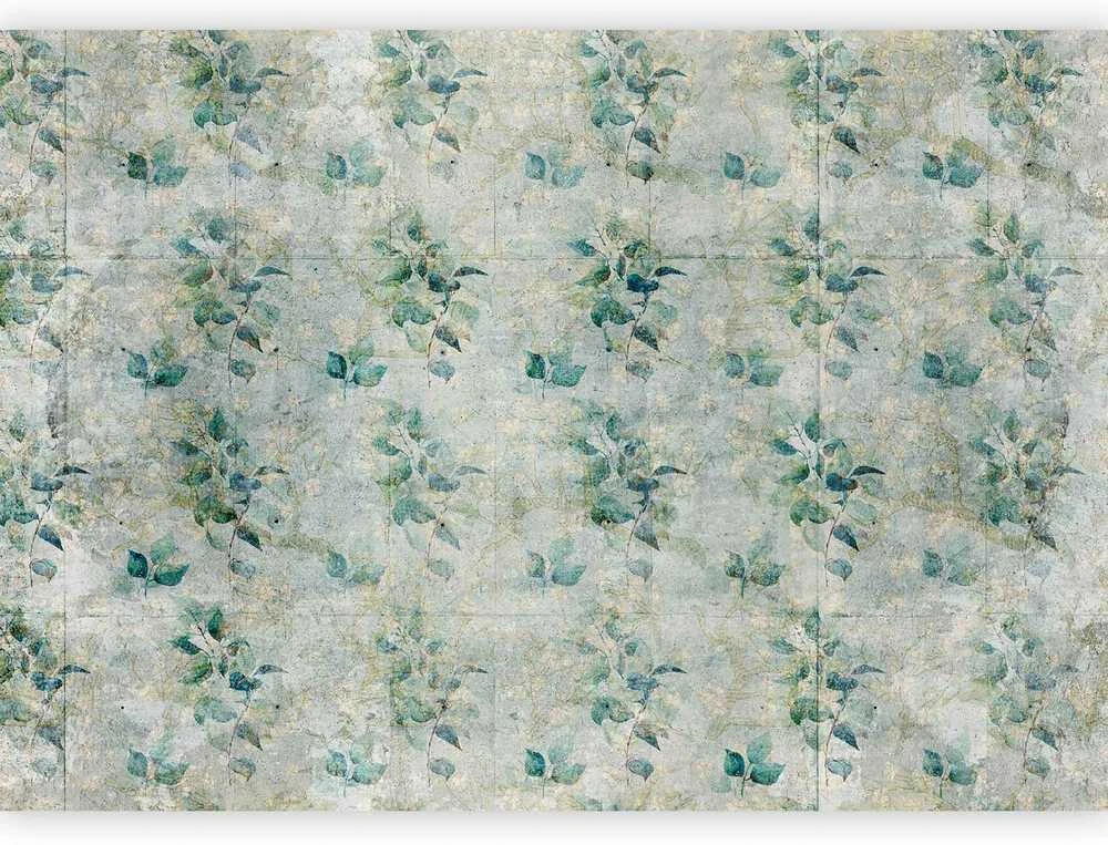 Artgeist Fototapetas - Mint tones - žalias leaf bouquets on a retro patterned background