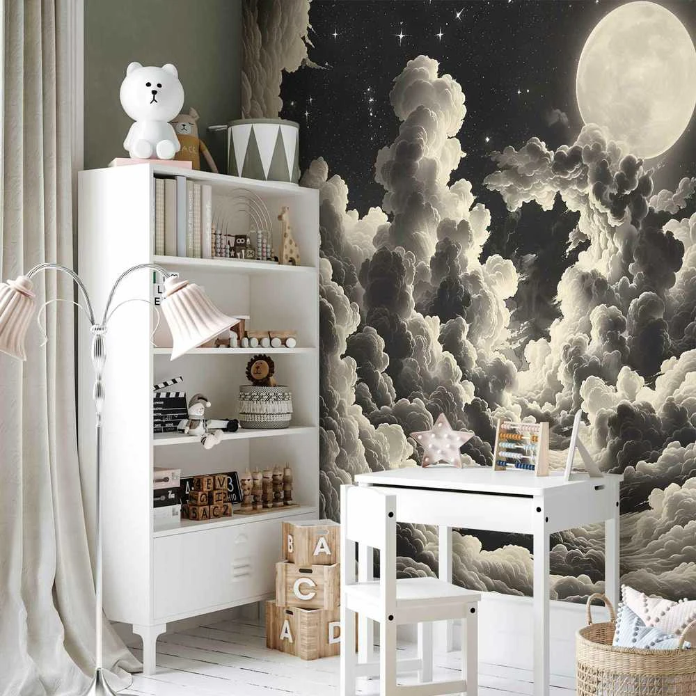 Artgeist Fototapetas - Moon and Stars Singing Among the Great Clouds