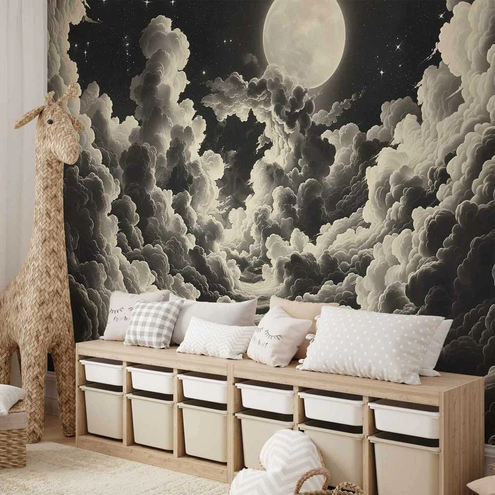 Artgeist Fototapetas - Moon and Stars Singing Among the Great Clouds