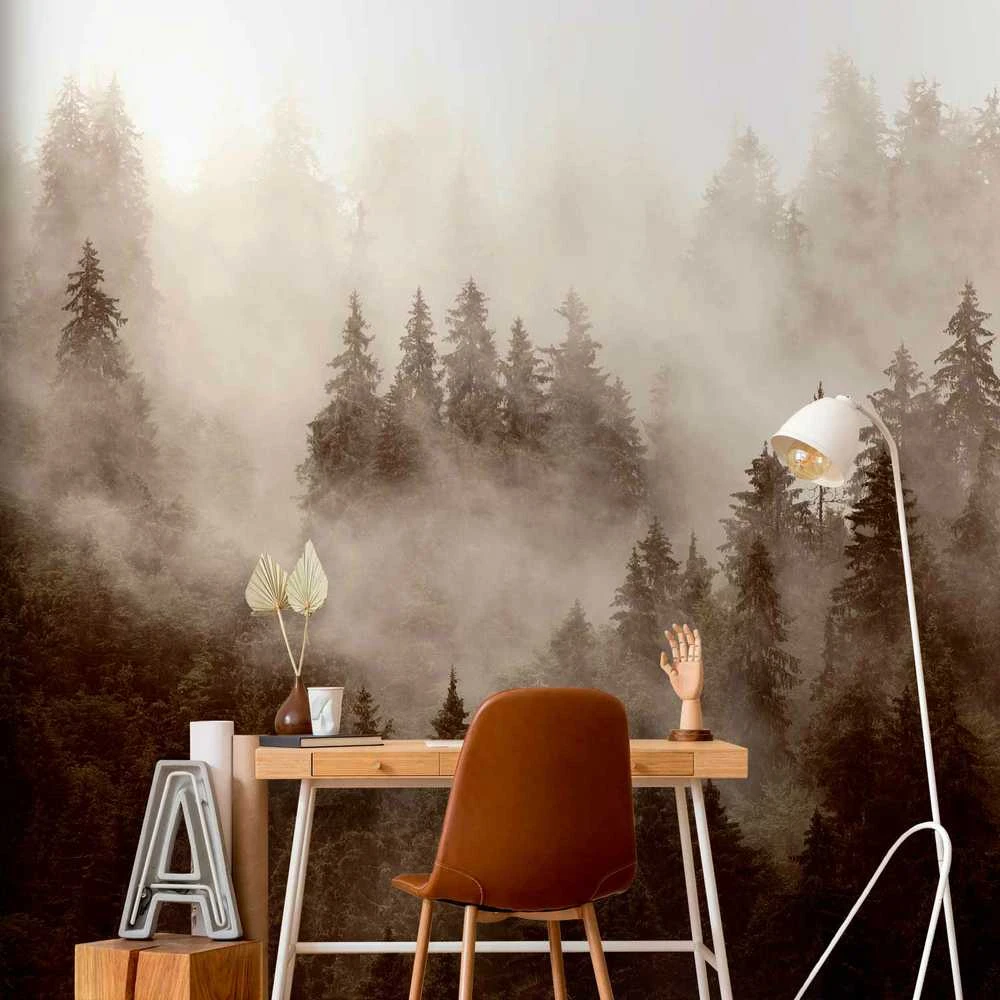 Artgeist Fototapetas - Mountain Forest (Sepia)