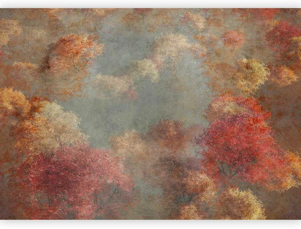 Artgeist Fototapetas - Nature in autumn - landscape of autumn trees in painted retro style