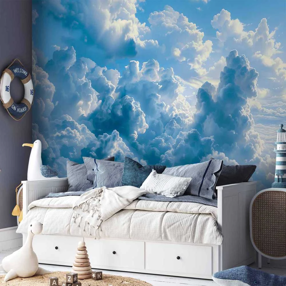 Artgeist Fototapetas - Ocean in the Air: Waving Clouds Reflecting Morning Light
