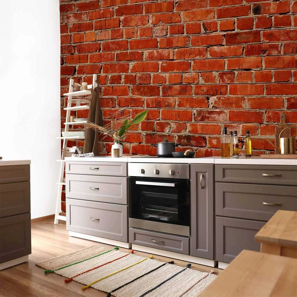 Artgeist Fototapetas - Old wall – retro-style red brick wall