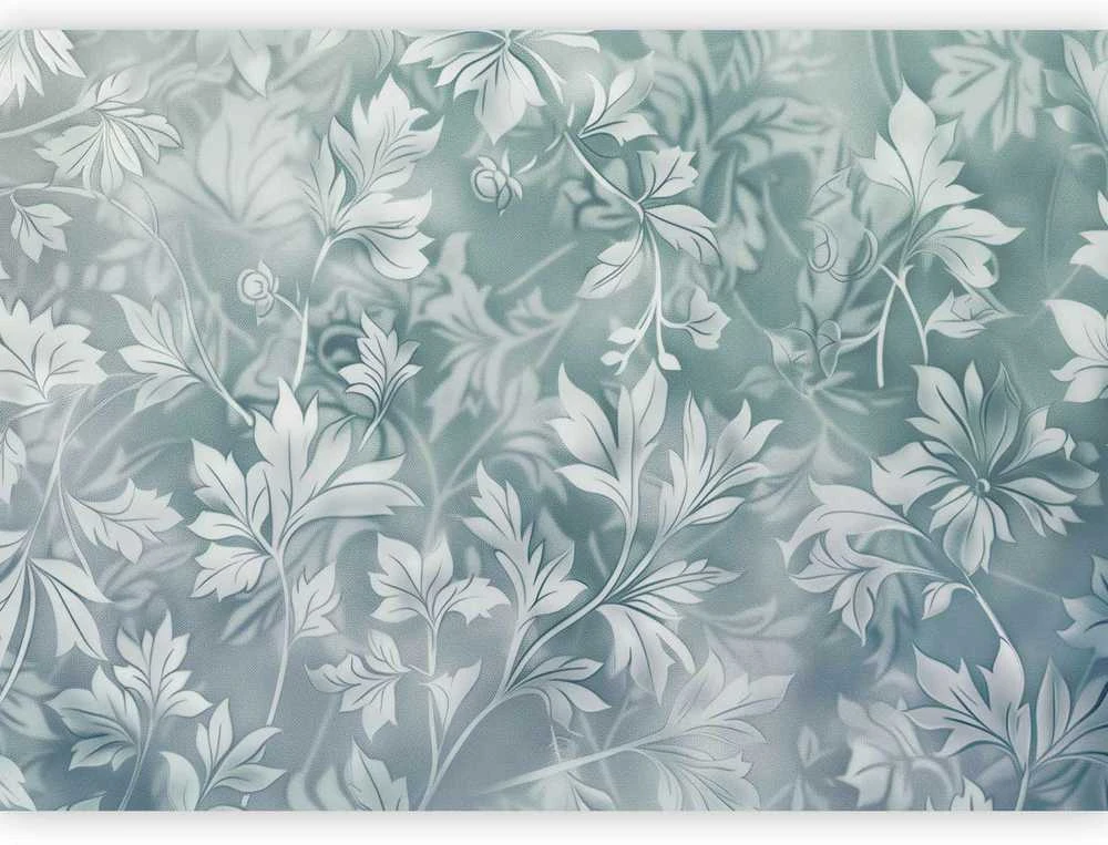 Artgeist Fototapetas - Ornaments in Worn Muted Turquoises: Delicate Plant Pattern