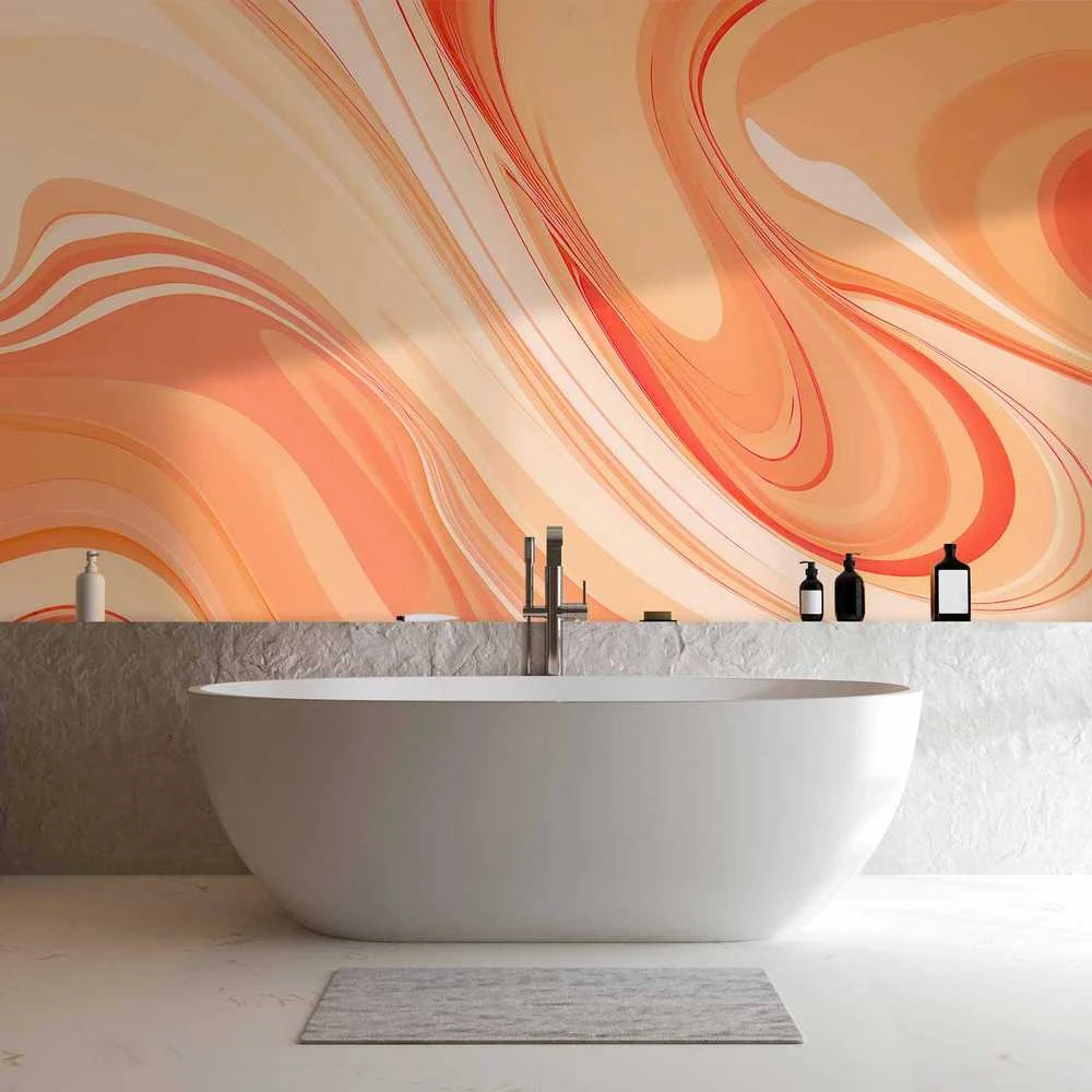 Artgeist Fototapetas - Peach Abstraction - Abstraction with Smoothly Transitioning Colors in Oranžinis Tones