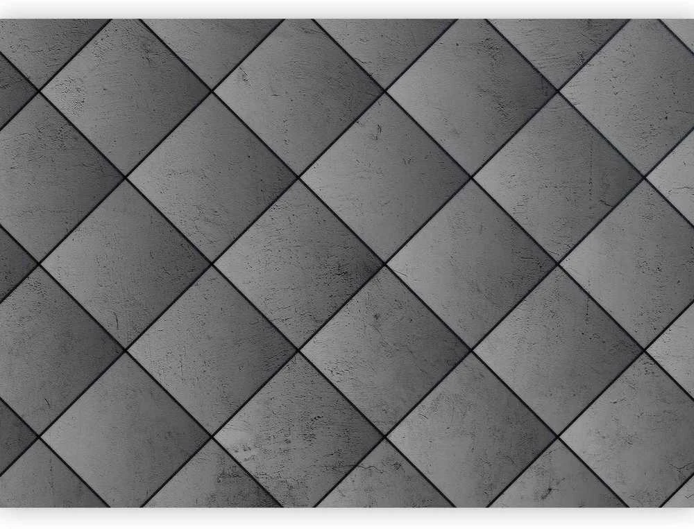 Artgeist Fototapetas - Pilkas symmetry - geometric pattern in concrete pattern with juodas joints
