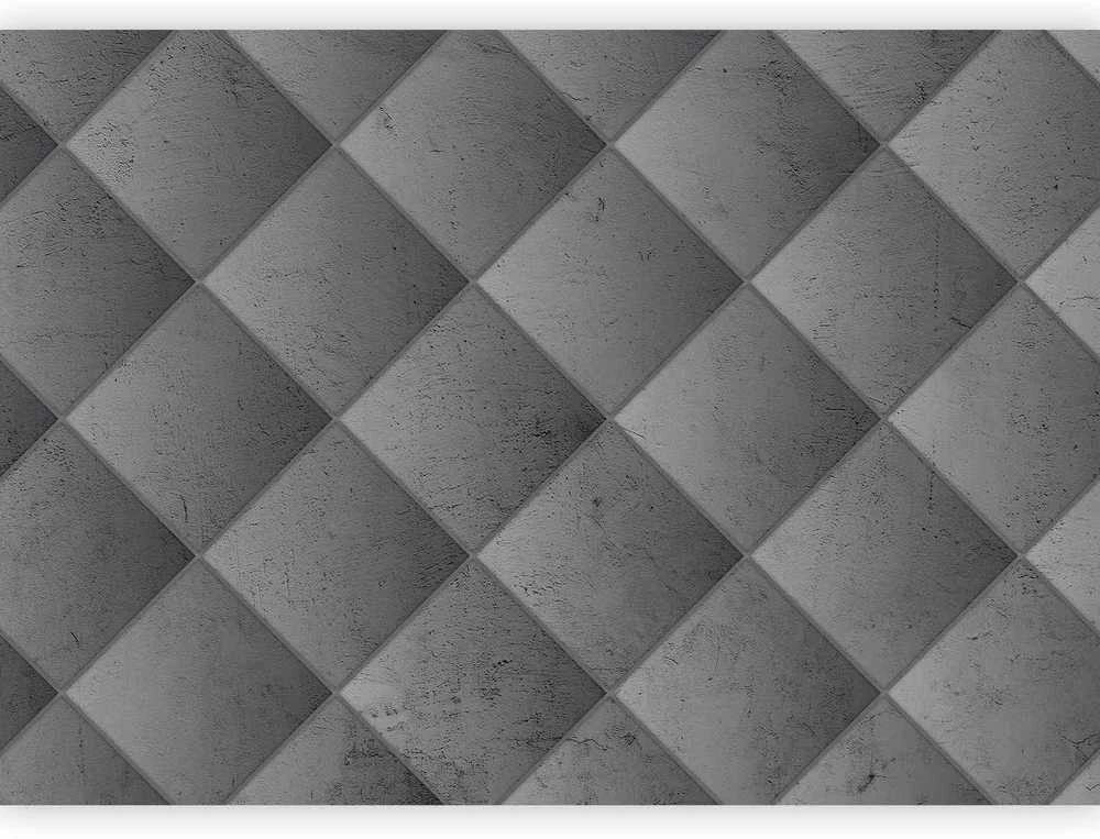 Artgeist Fototapetas - Pilkas symmetry - geometric pattern in concrete pattern with light joints