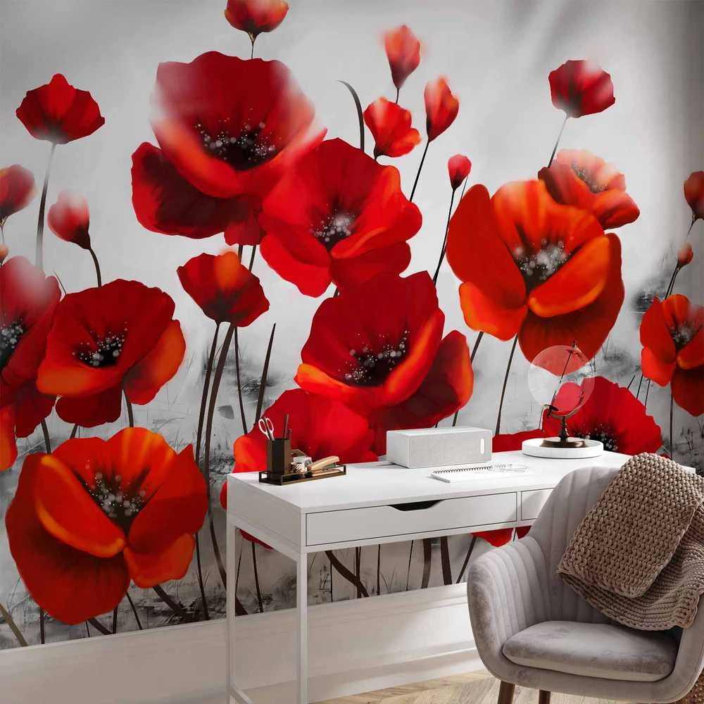 Artgeist Fototapetas - Poppies in the Moonlight