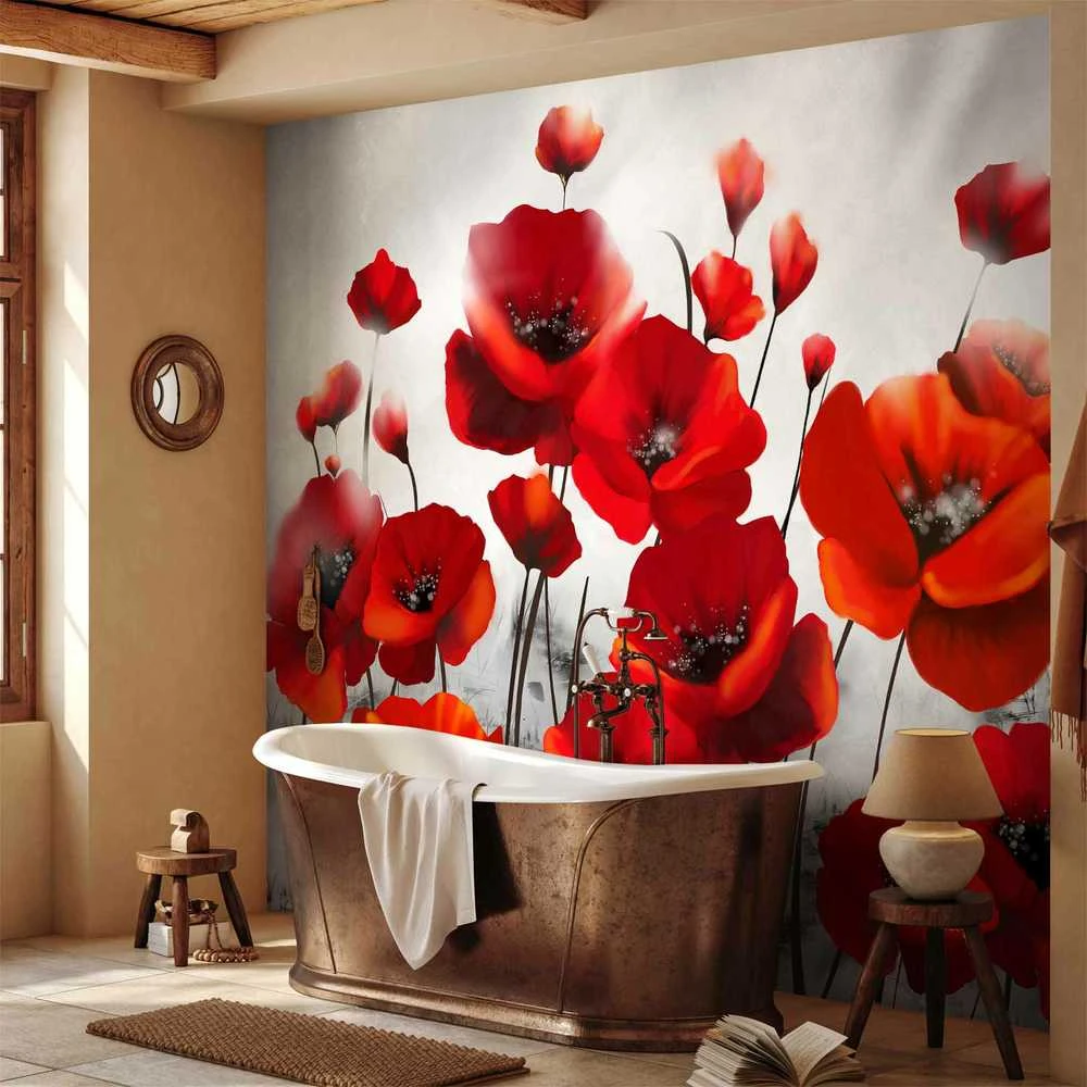 Artgeist Fototapetas - Poppies in the Moonlight