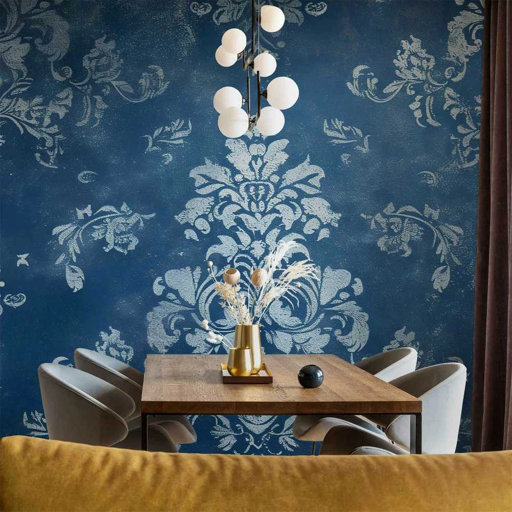 Artgeist Fototapetas - Retro Ornament Decorative Motif in Worn Blues