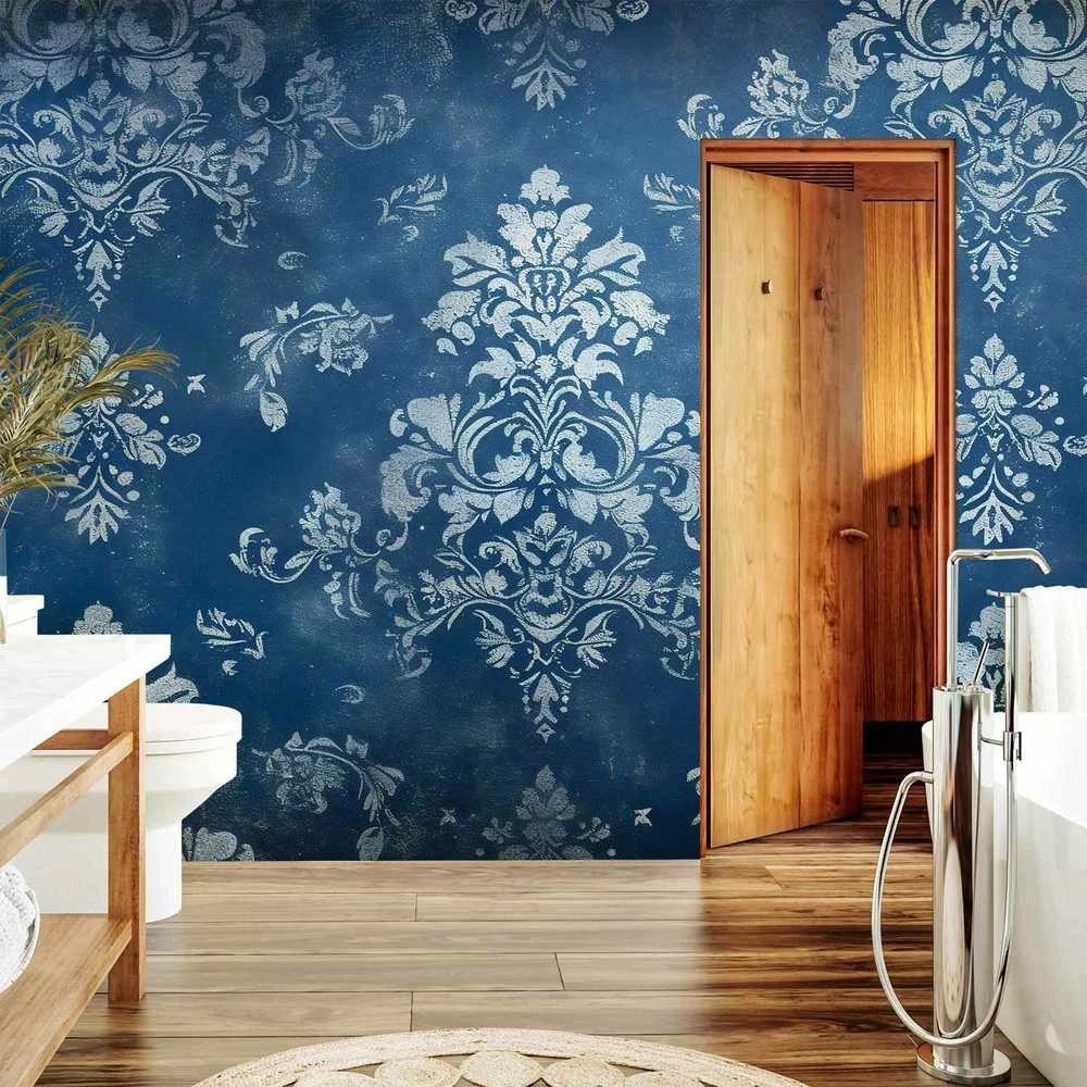 Artgeist Fototapetas - Retro Ornament Decorative Motif in Worn Blues