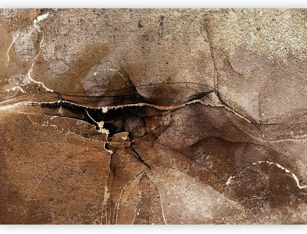 Artgeist Fototapetas - Rock abstraction - ruda and beige pattern in the style of cracked stone