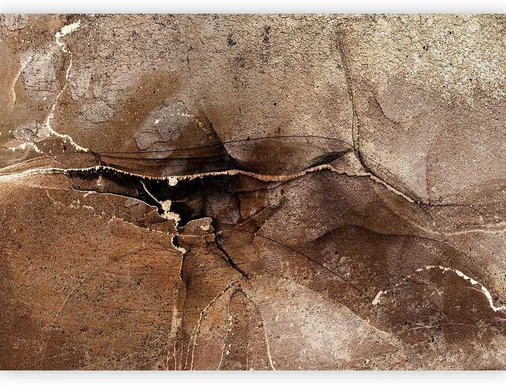 Artgeist Fototapetas - Rock abstraction - ruda and beige pattern in the style of cracked stone