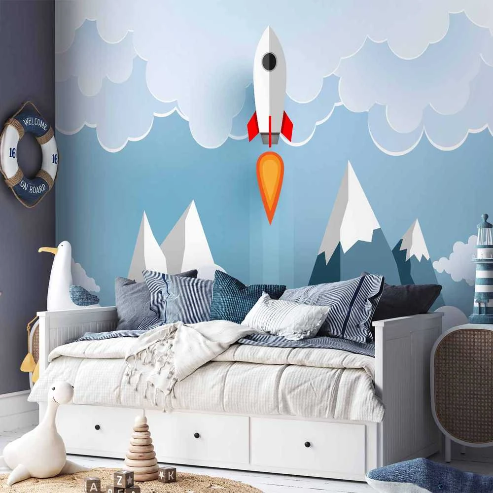 Artgeist Fototapetas - Rocket in the Clouds