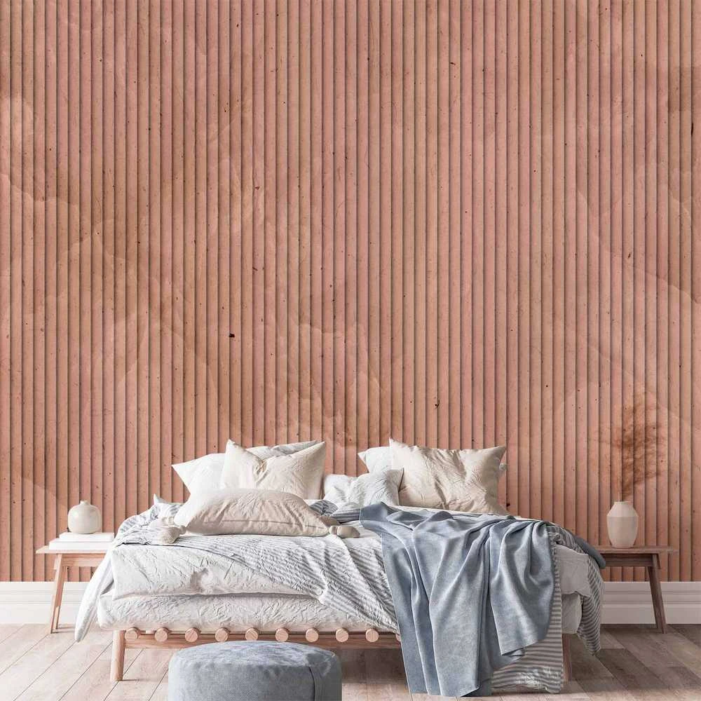 Artgeist Fototapetas - Rožinė reed - solid background with textured vertical stripes with pattern