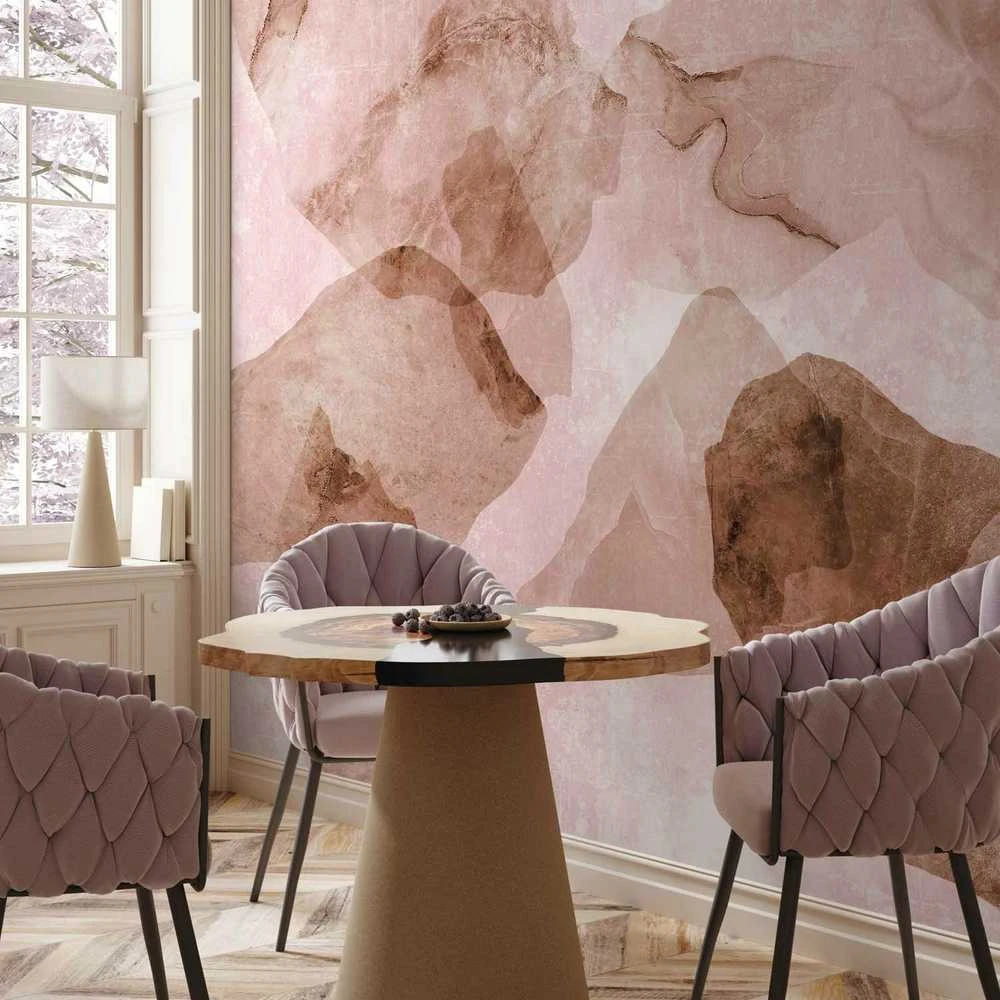 Artgeist Fototapetas - Rožinė terrazzo - minimalist background in marble watercolour pattern