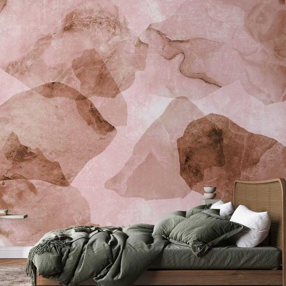Artgeist Fototapetas - Rožinė terrazzo - minimalist background in marble watercolour pattern