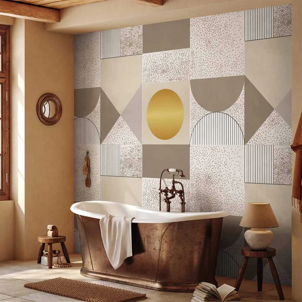 Artgeist Fototapetas - rusvai gelsvas and Gold Geometric Pattern