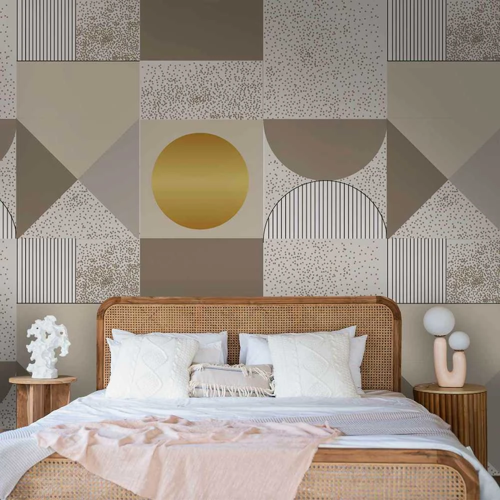 Artgeist Fototapetas - rusvai gelsvas and Gold Geometric Pattern