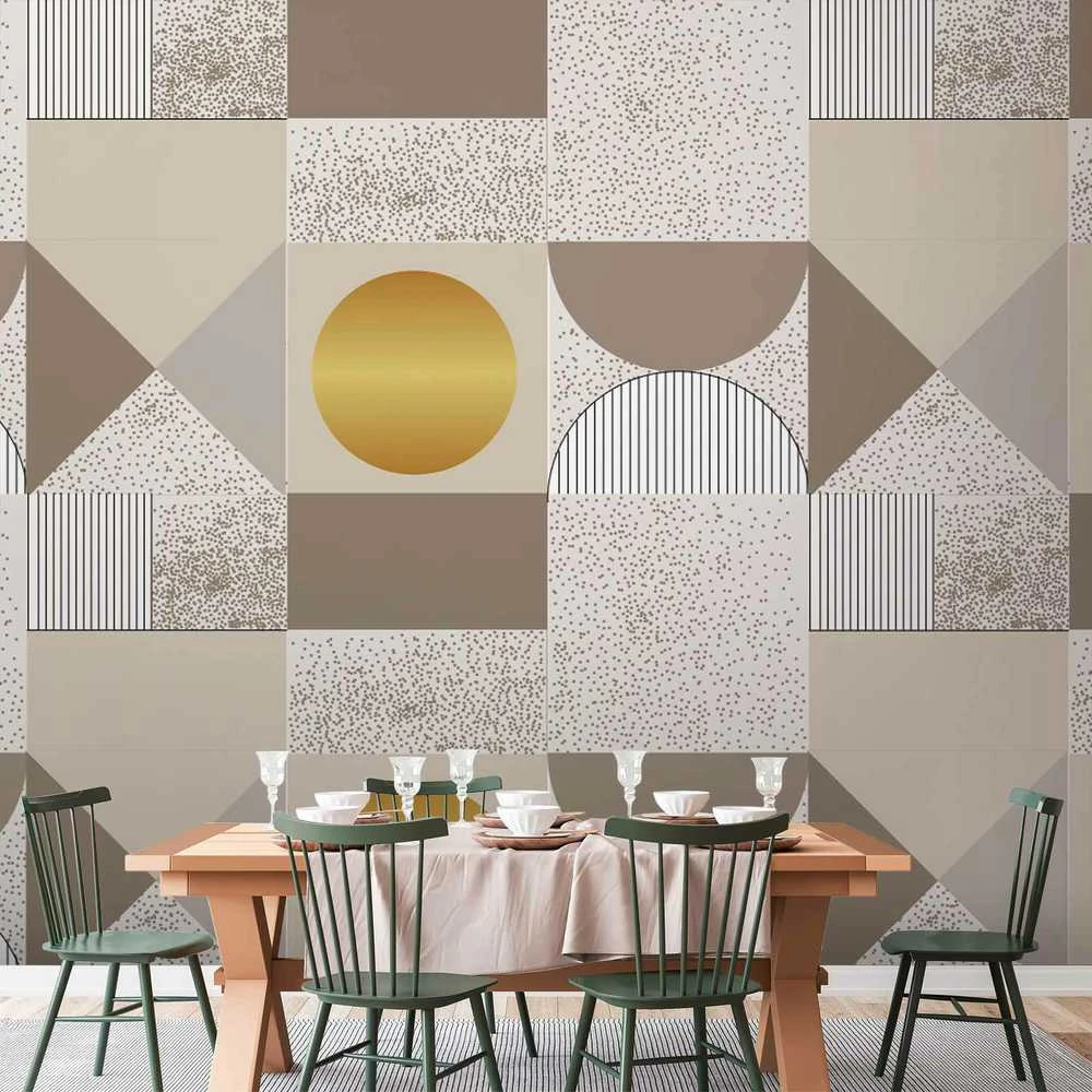 Artgeist Fototapetas - rusvai gelsvas and Gold Geometric Pattern