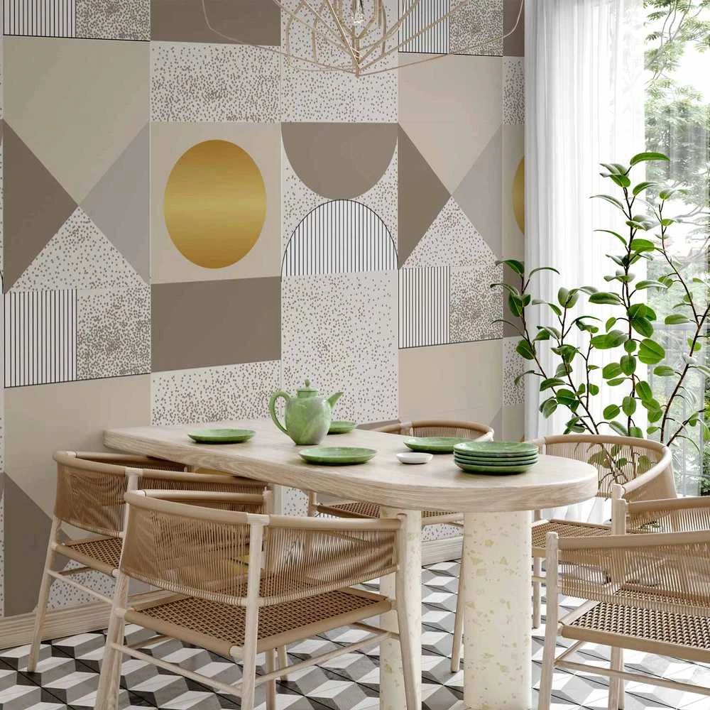 Artgeist Fototapetas - rusvai gelsvas and Gold Geometric Pattern