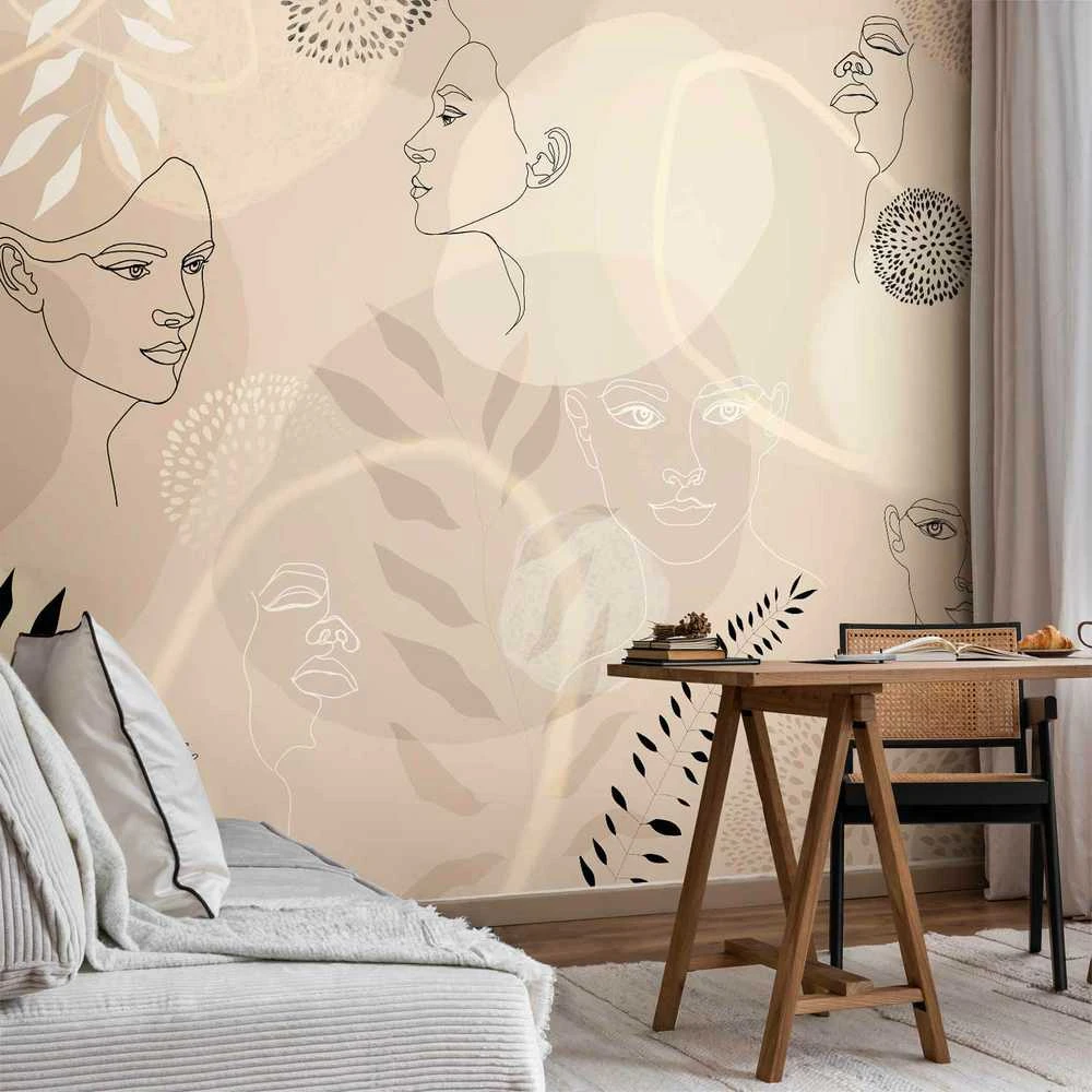 Artgeist Fototapetas - rusvai gelsvas Line Art