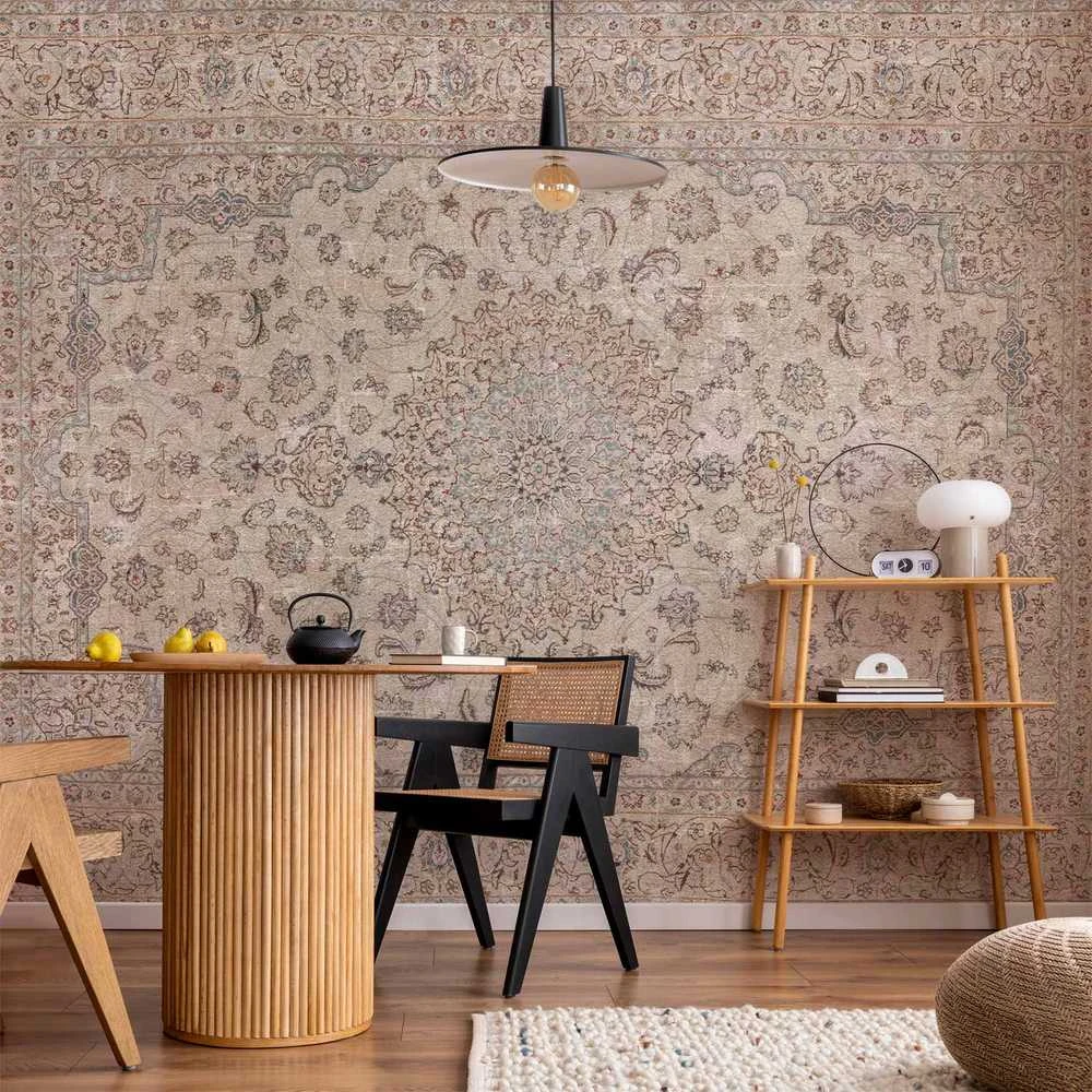 Artgeist Fototapetas - Sand carpet - worn Persian carpet with rich decorative motifs