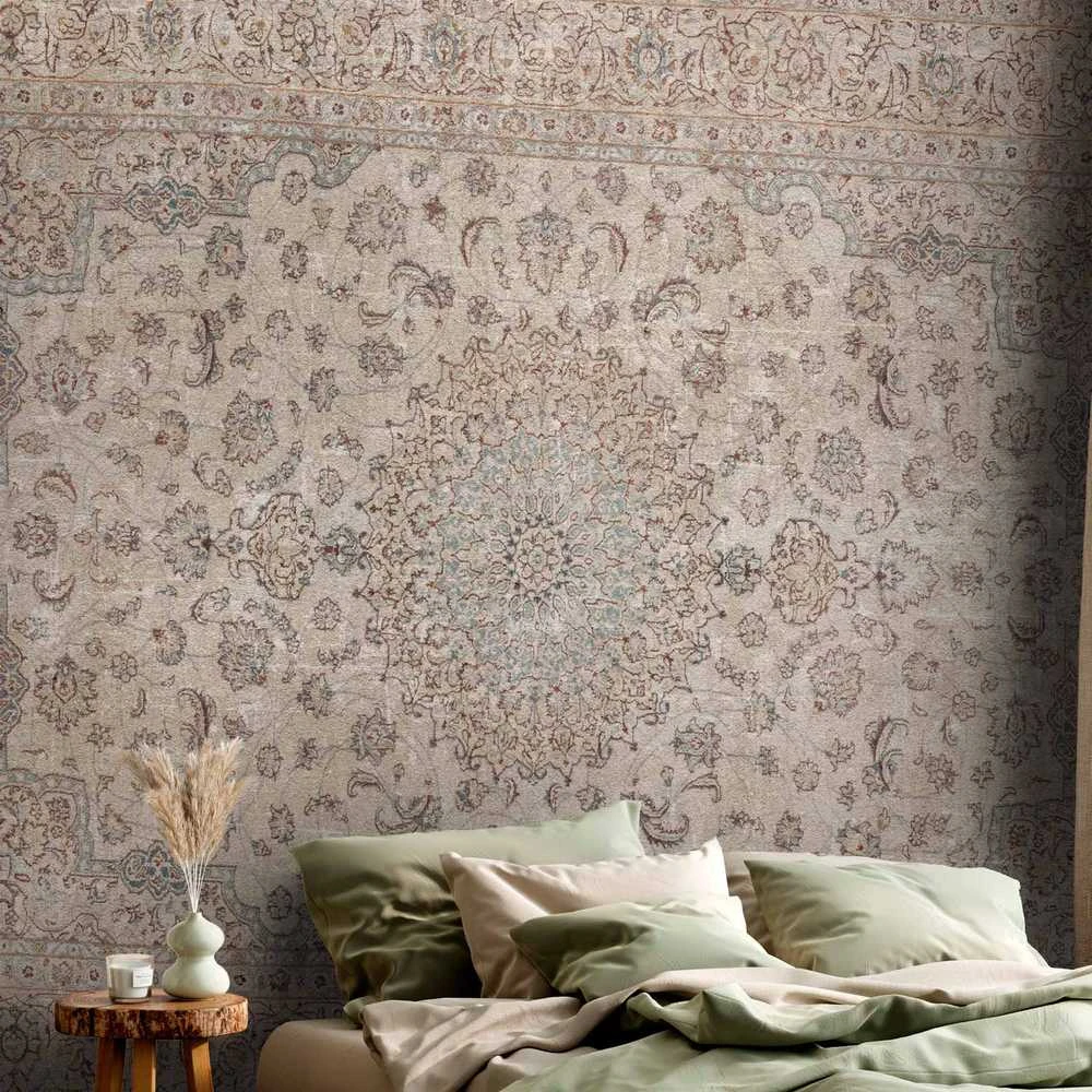 Artgeist Fototapetas - Sand carpet - worn Persian carpet with rich decorative motifs