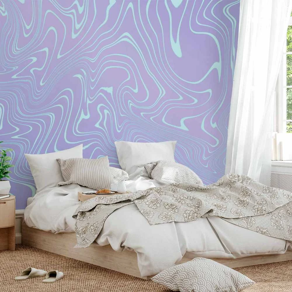 Artgeist Fototapetas - Sea Abstraction - Intriguing Composition of Wavy Shapes in Shades of Mėlyna
