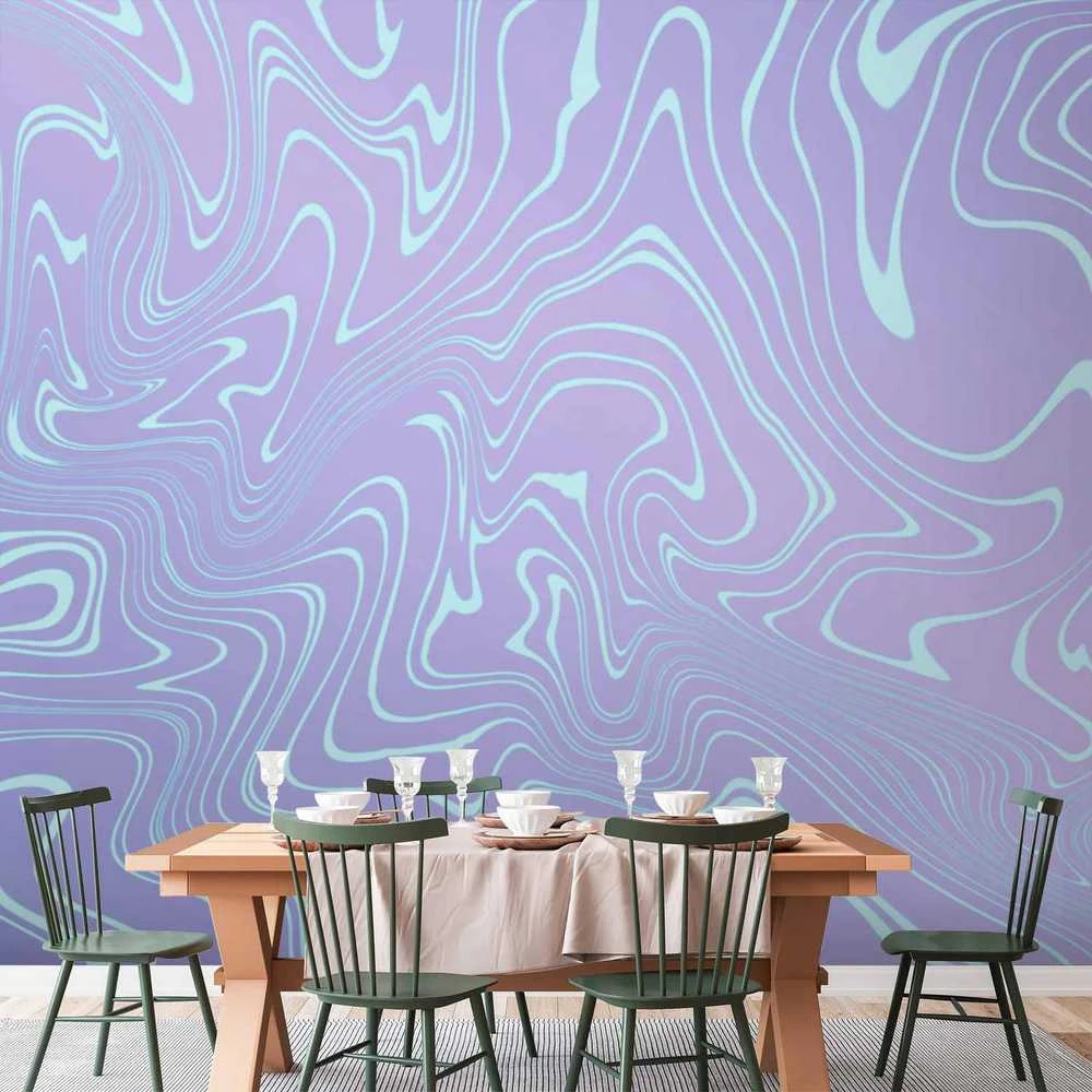 Artgeist Fototapetas - Sea Abstraction - Intriguing Composition of Wavy Shapes in Shades of Mėlyna