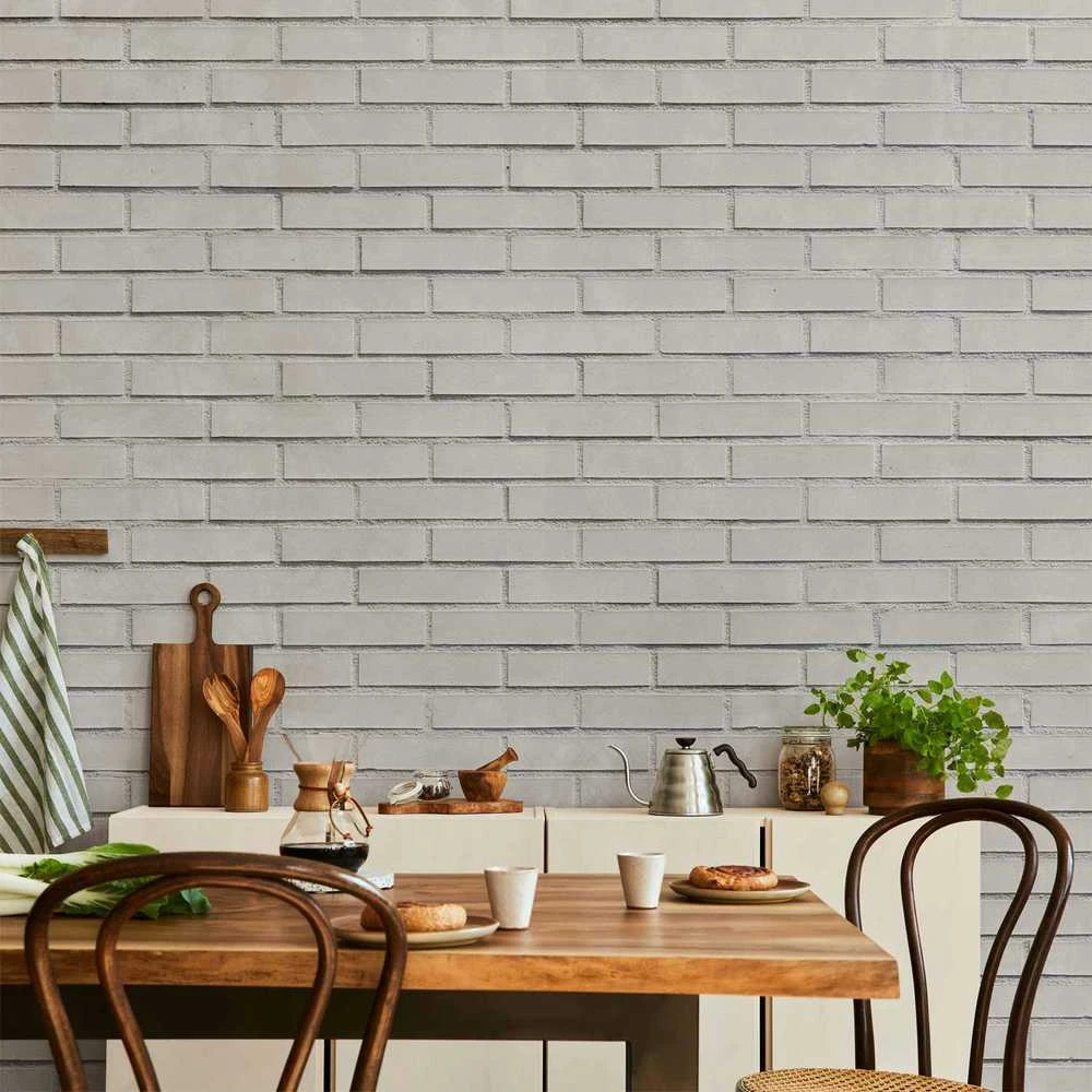 Artgeist Fototapetas - Snow Brick - Pattern Imitating a Brick Wall in Baltas