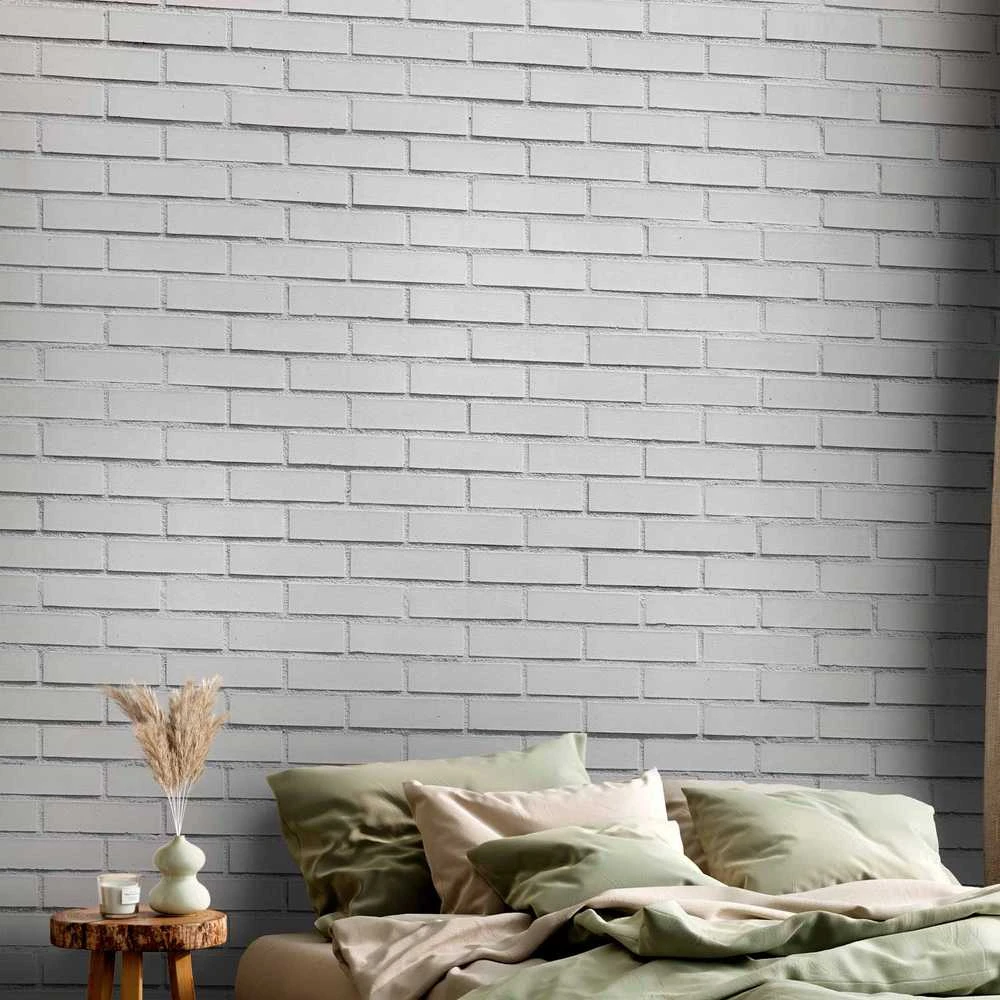 Artgeist Fototapetas - Snow Brick - Pattern Imitating a Brick Wall in Baltas