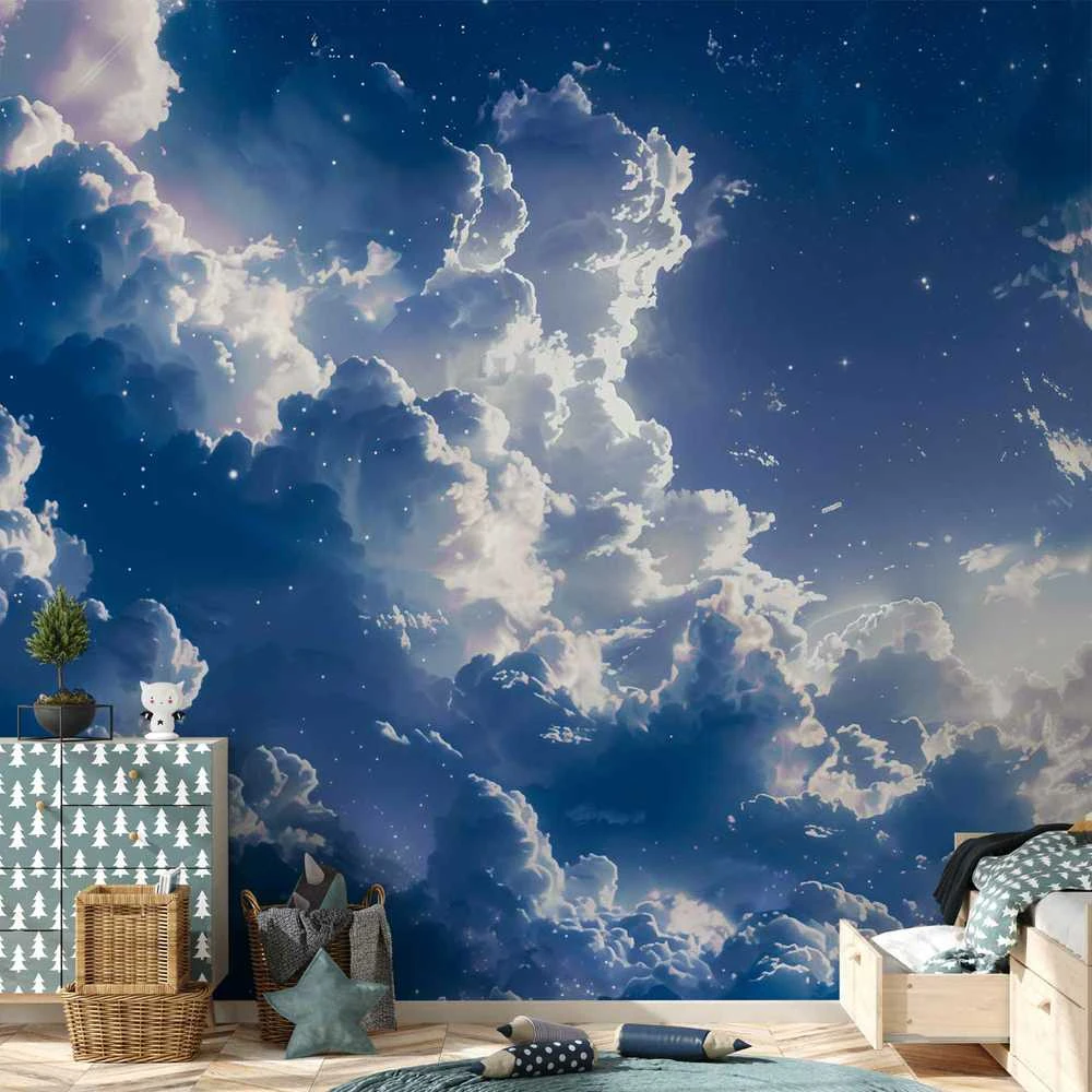 Artgeist Fototapetas - Starry Clouds and Delicate Light Over a Corner of the Sky