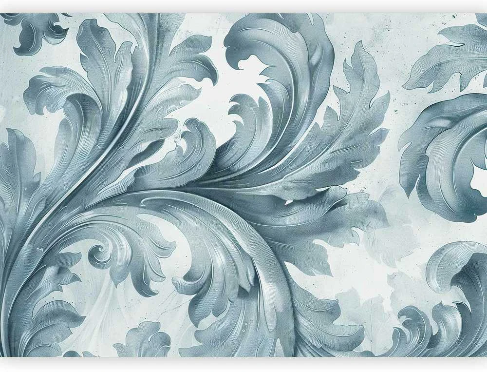Artgeist Fototapetas - Stone Baroque Ornaments in Light Shades of Gray-Mėlyna