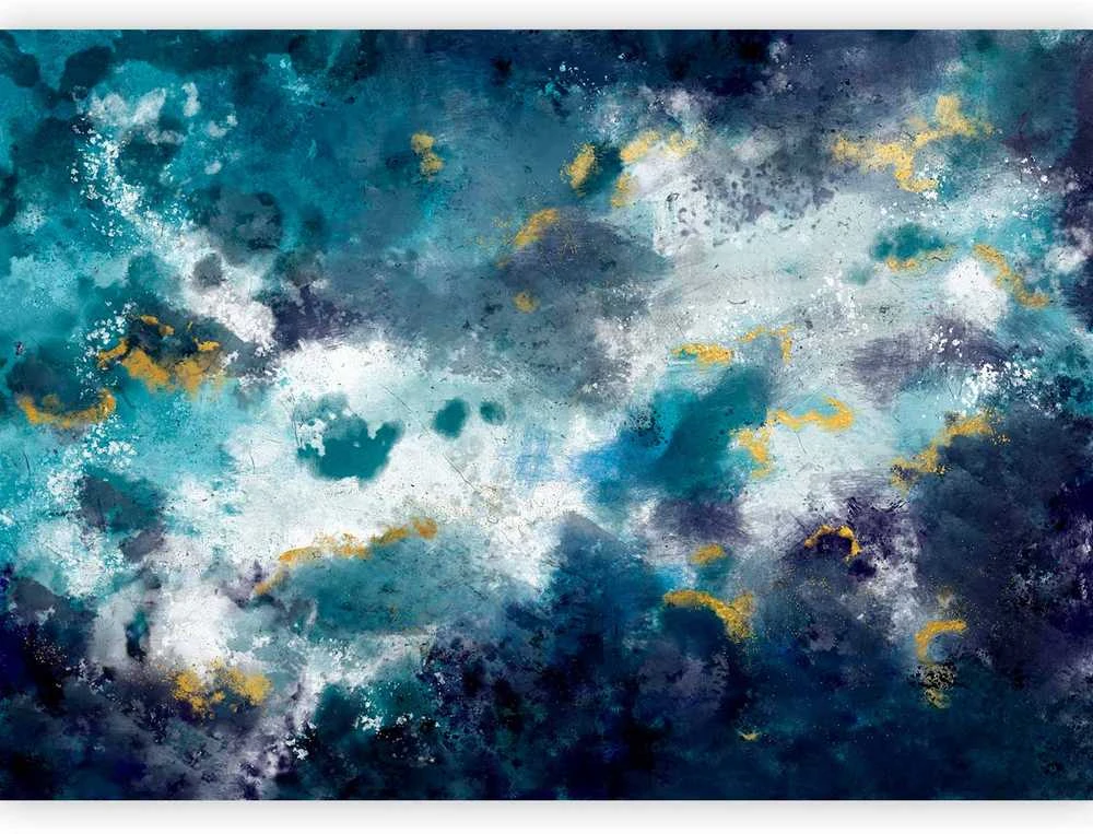 Artgeist Fototapetas - Stormy ocean - abstract mėlynas composition in watercolour style