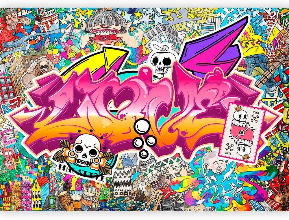 Artgeist Fototapetas - Street art - abstract urban colour graffiti mural with lettering
