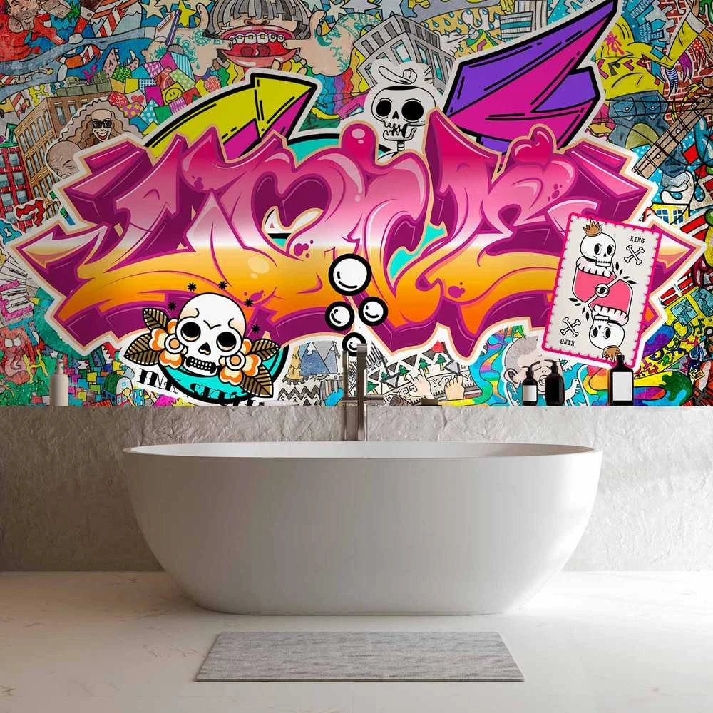 Artgeist Fototapetas - Street art - abstract urban colour graffiti mural with lettering