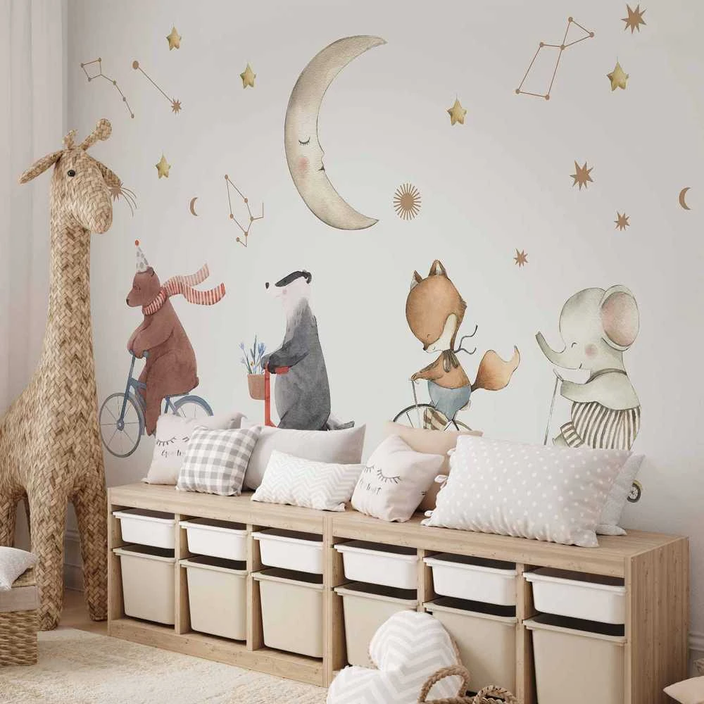 Artgeist Fototapetas - Subtle Animals Among the Stars (Watercolour)