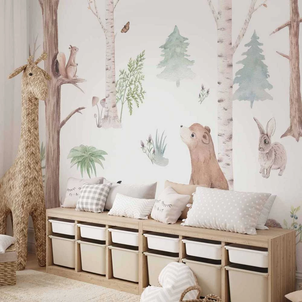 Artgeist Fototapetas - Subtle Illustration With Forest Animals