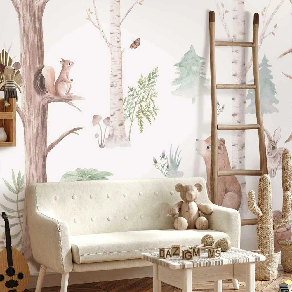 Artgeist Fototapetas - Subtle Illustration With Forest Animals
