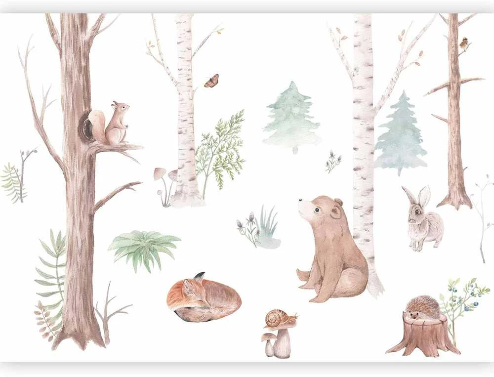 Artgeist Fototapetas - Subtle Illustration With Forest Animals