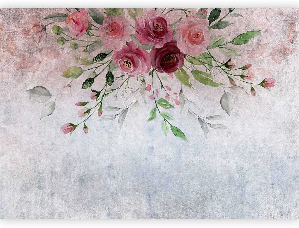 Artgeist Fototapetas - Summer bloom - plant motif with flowers and leaves in pink tones