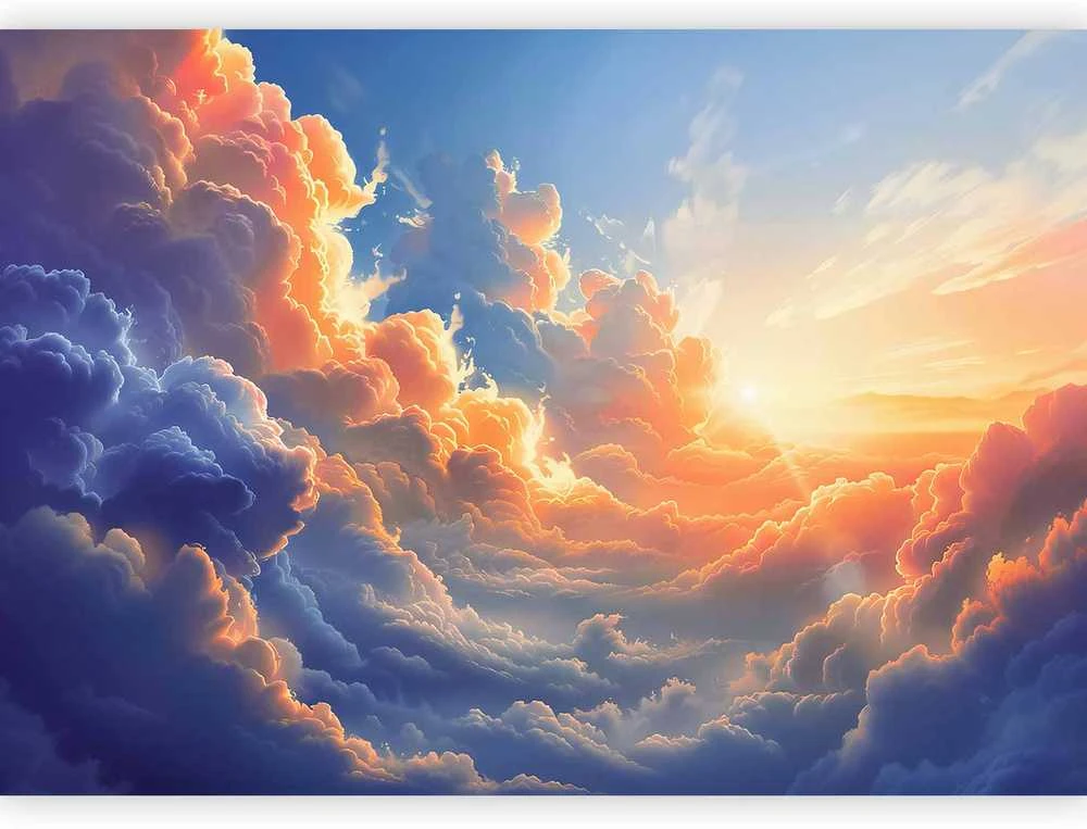 Artgeist Fototapetas - Sunset Over a Cloudy Sea: A Wonderful Symphony of Colors