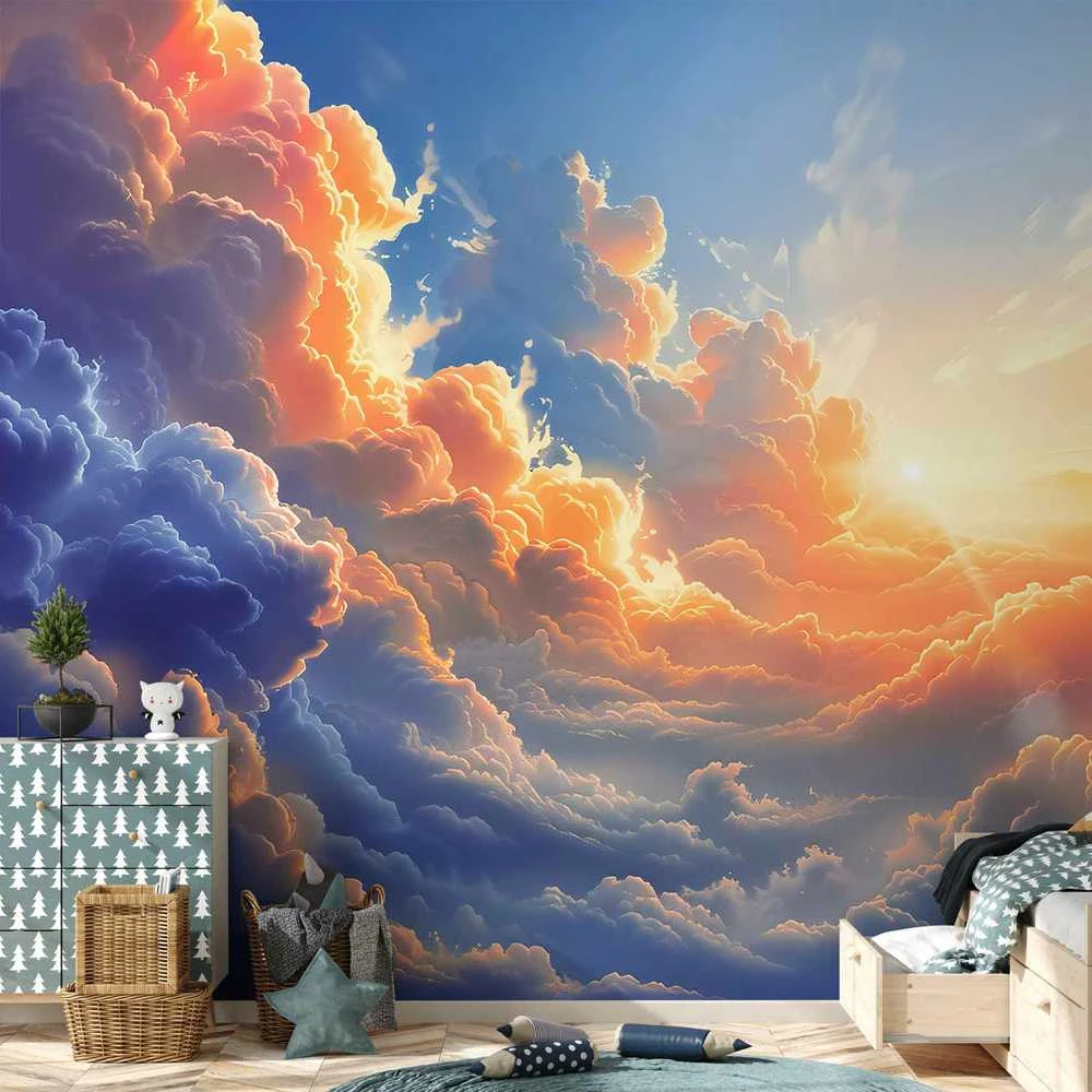 Artgeist Fototapetas - Sunset Over a Cloudy Sea: A Wonderful Symphony of Colors