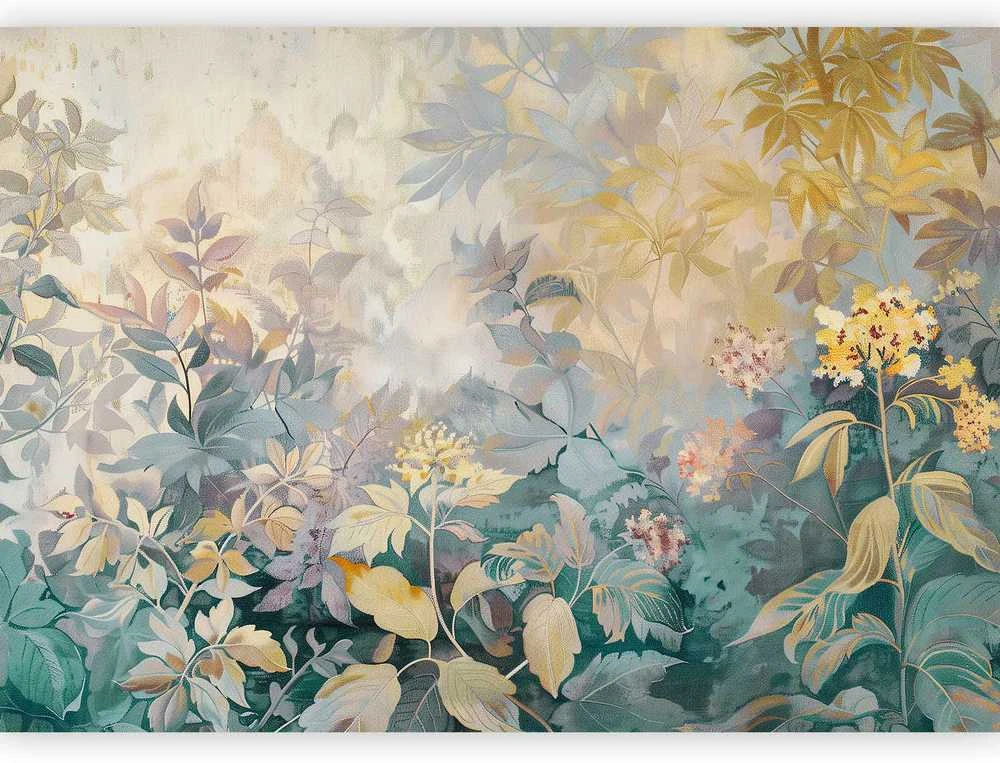 Artgeist Fototapetas - Tapestry Pattern with a Meadow and Flowers Kilim with a Spring Motif