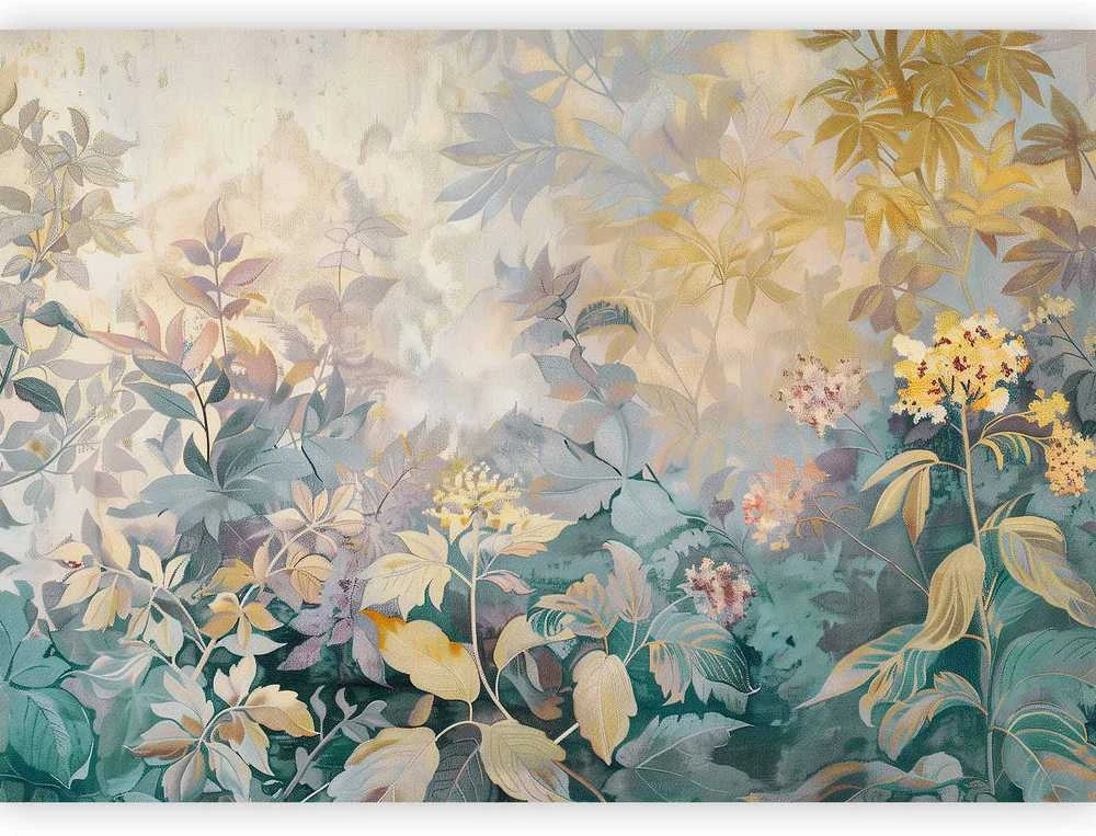 Artgeist Fototapetas - Tapestry Pattern with a Meadow and Flowers Kilim with a Spring Motif