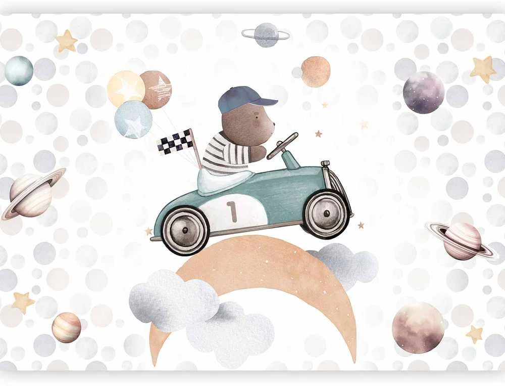 Artgeist Fototapetas - Teddy Bear in a Racing Car